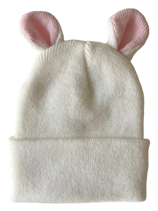 Baby's First Hat, Warm White/Petal Pink Bunny