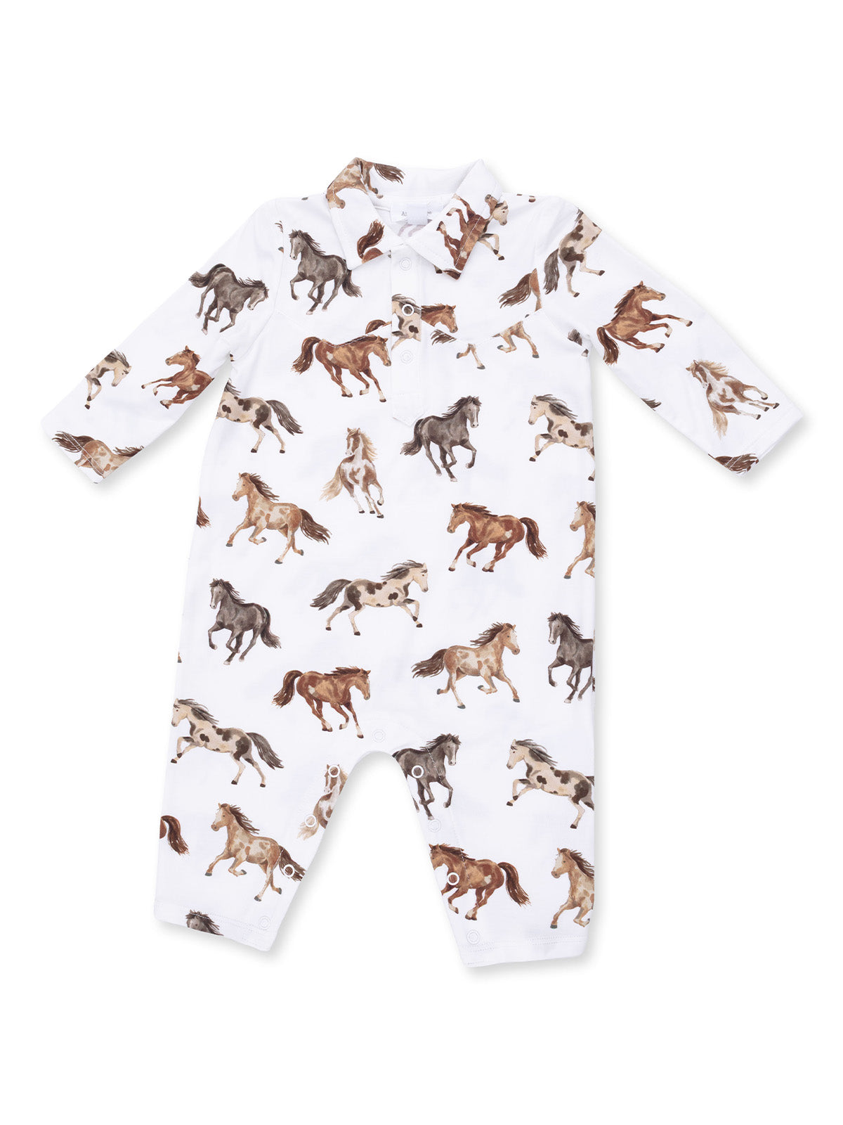 Long Sleeve Cowboy Romper, Wild Horses