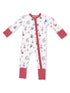 2-Way Zip Romper, Winter Sports Dogs Pink