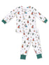 Long Sleeve Loungewear Set, Winter Sports Dogs Green