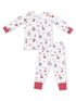 Long Sleeve Loungewear Set, Winter Sports Dogs Pink