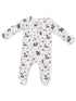 2-Way Zip Footie, Southern Woodland Animals Green