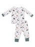 Long Sleeve Loungewear Set, Southern Woodland Animals Green