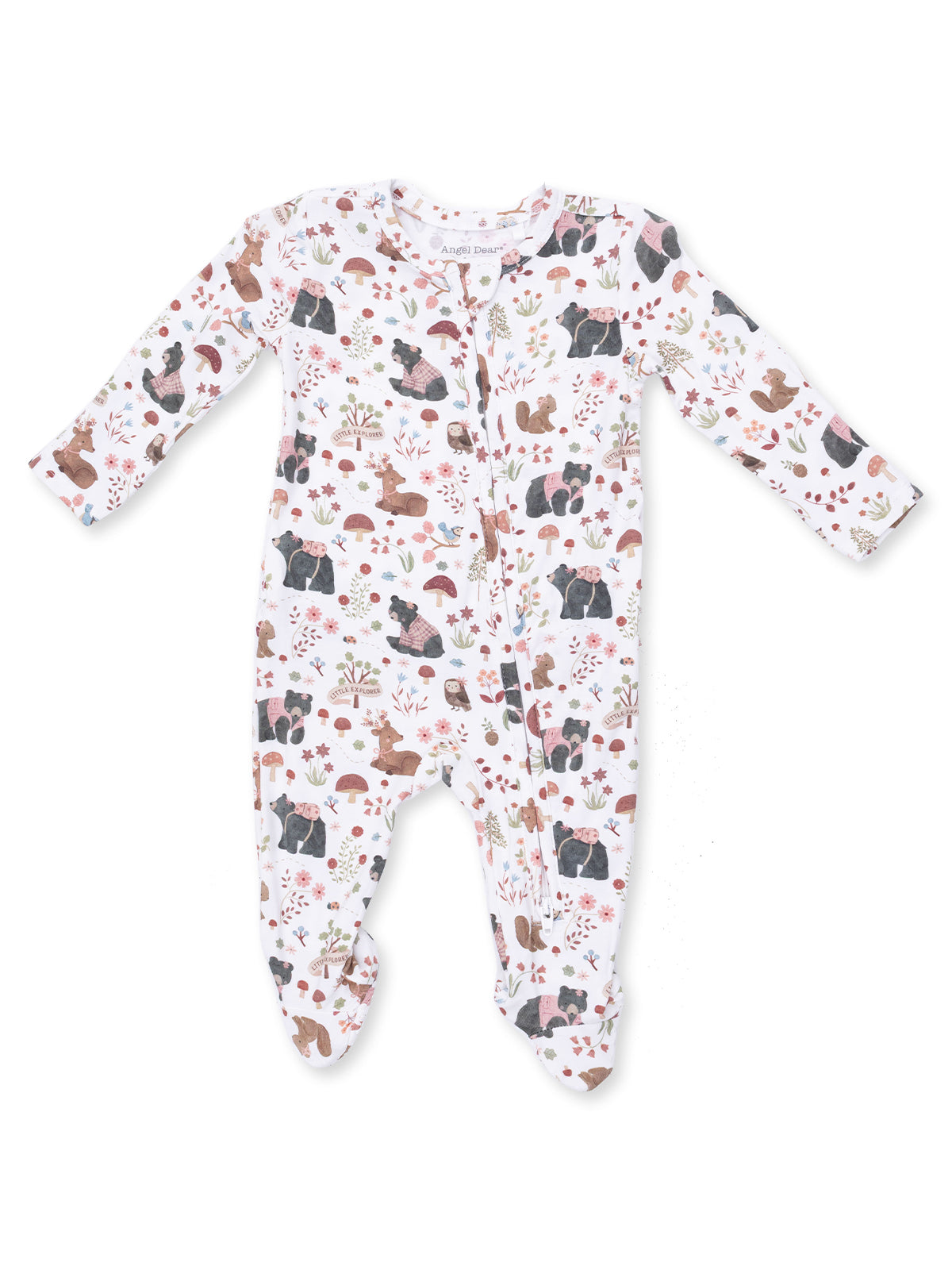 2-Way Zip Ruffle Footie, Southern Woodland Animals Pink