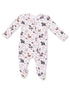 2-Way Zip Ruffle Footie, Southern Woodland Animals Pink