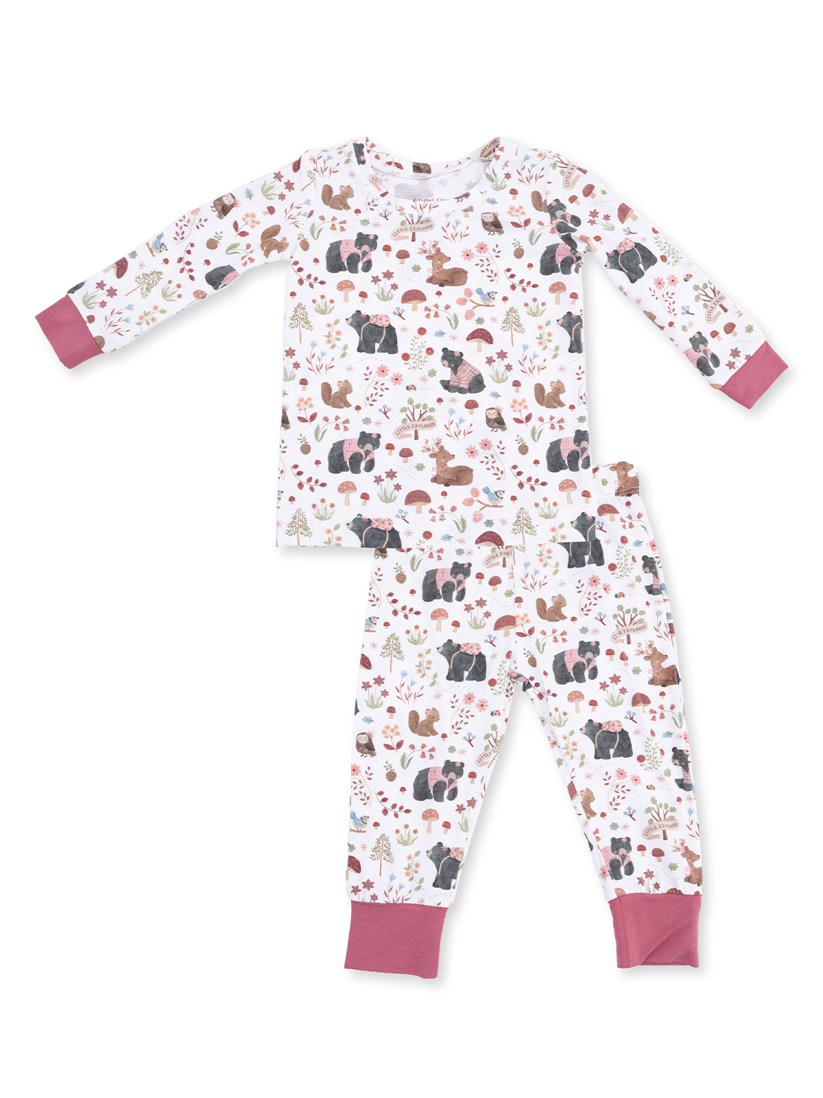 Long Sleeve Loungewear Set, Southern Woodland Animals Pink