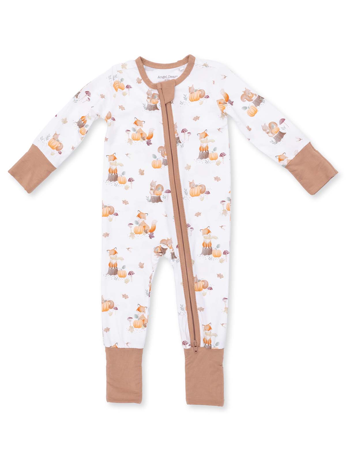 2-Way Zip Romper, Woodland Animals with Pumpkins