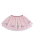 Pink tulle skirt with sequin cowboy boots and roses, featuring a soft elastic waistband.