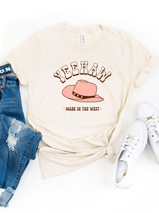 Yeehaw Made In The West Women's Graphic Tee, Cream