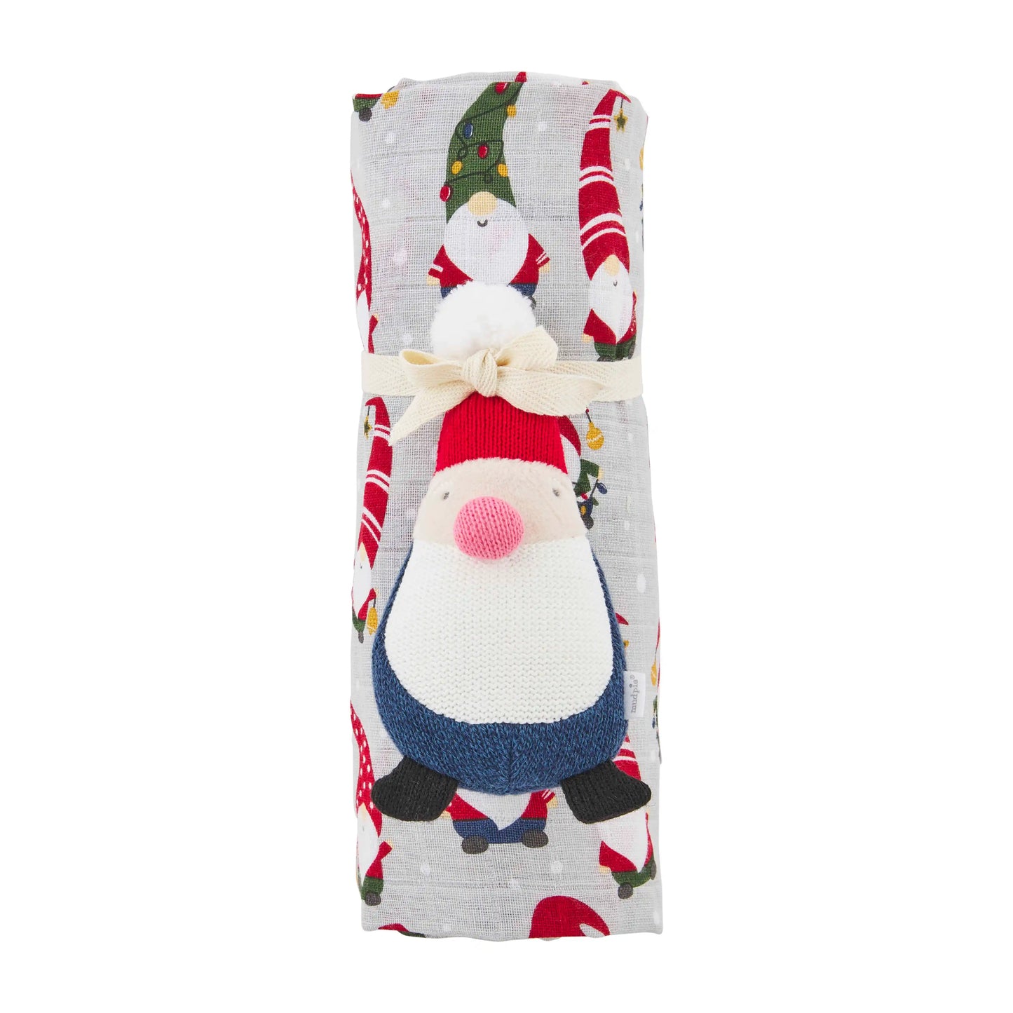 Gnome Swaddle Blanket & Rattle Set