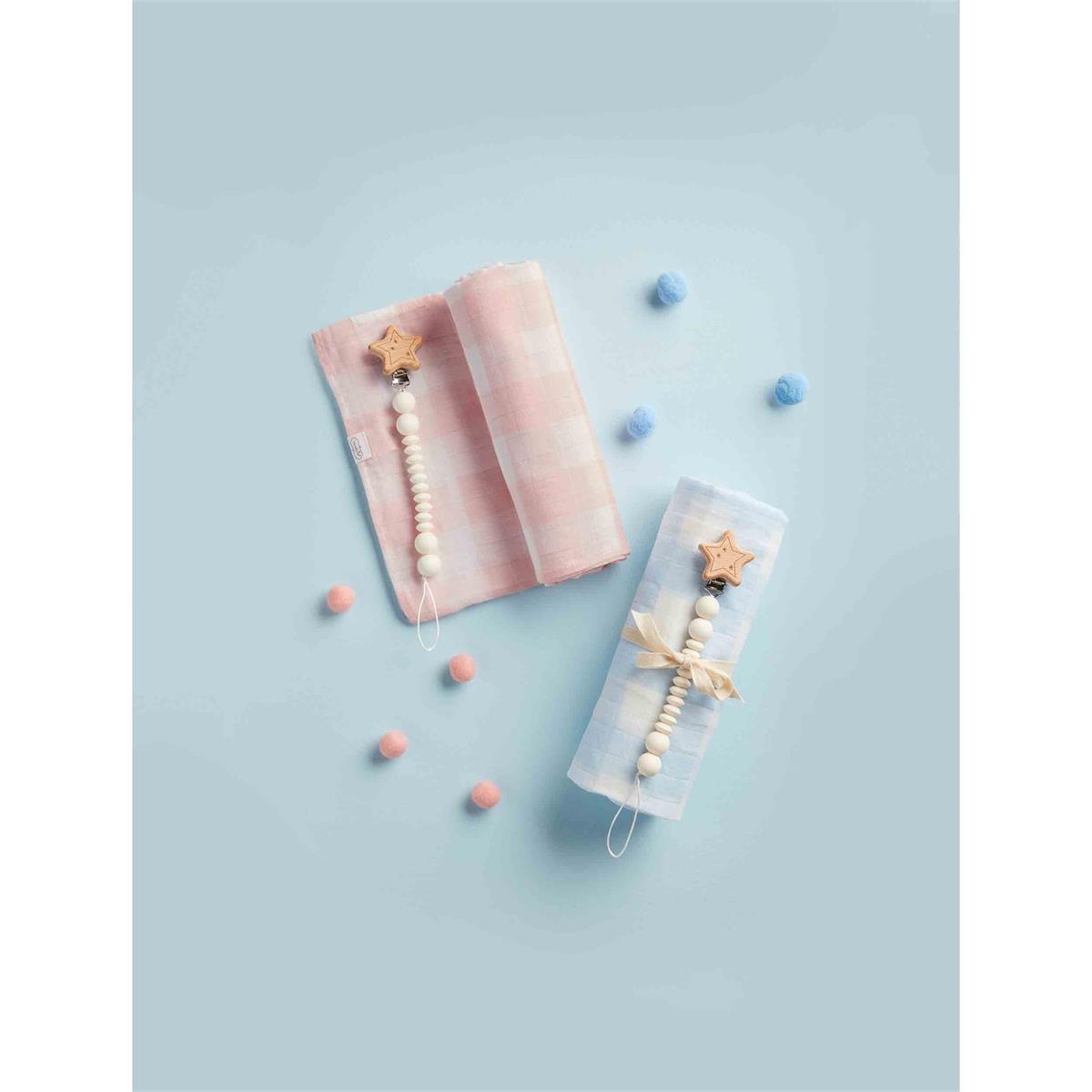 Swaddle & Pacifier Clip Gift Set, Pink Gingham
