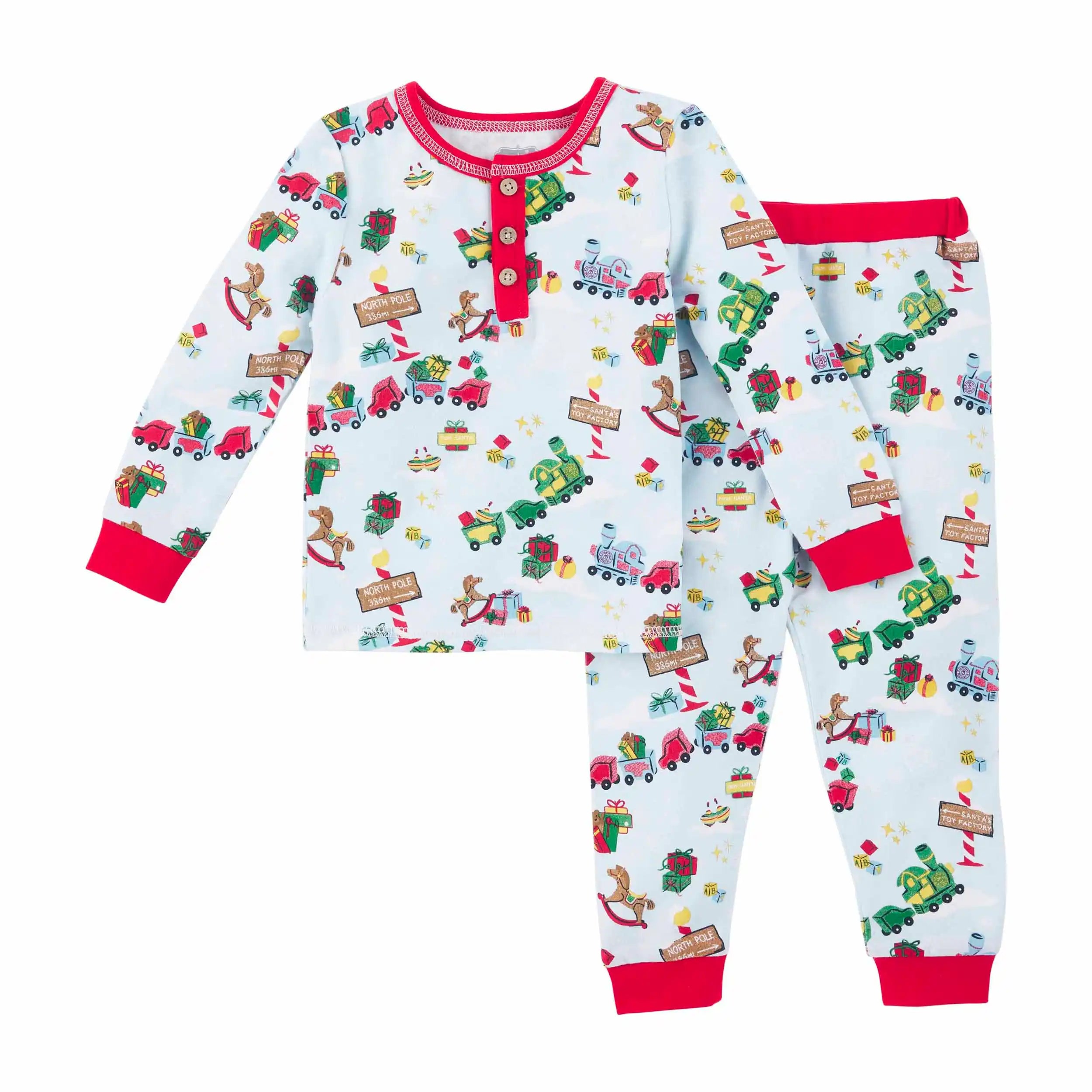 2 Piece Pajama Set Blue Toyland Christmas SpearmintLOVE