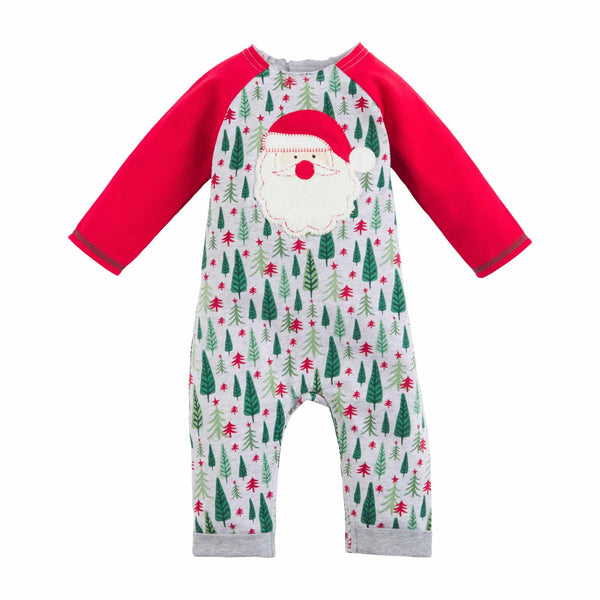 Pajama One-Piece Romper, Santa Christmas Trees – SpearmintLOVE