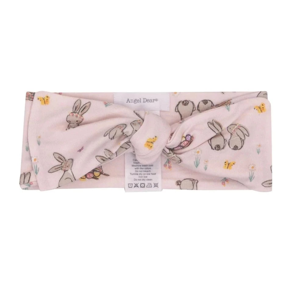 Knot Headband, Pink Bunnies