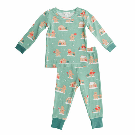 SpearmintLOVE’s baby 2-Piece Lounge Wear Set, Green Gingerbread