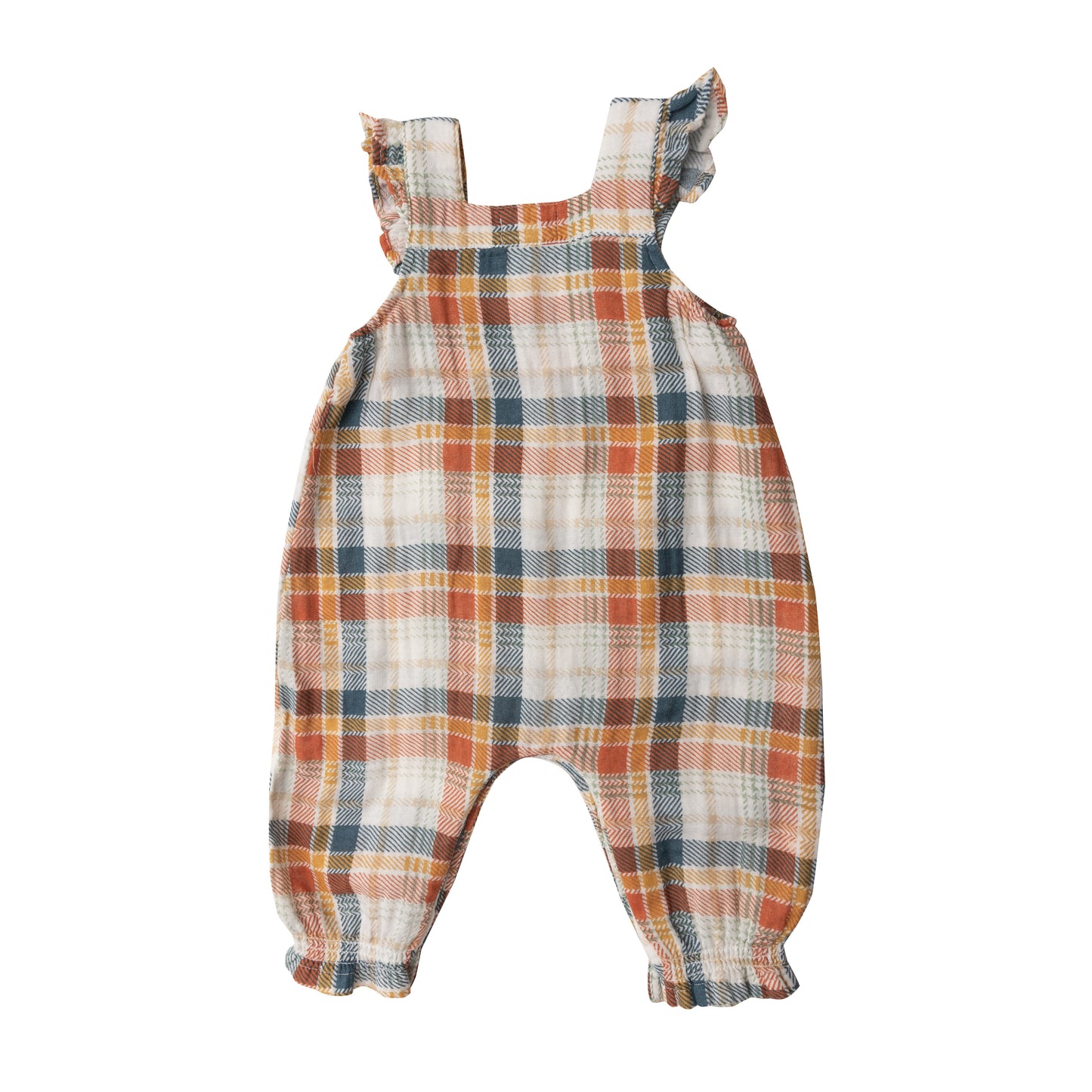 Muslin Smocked Front Coverall, Fall Plaid