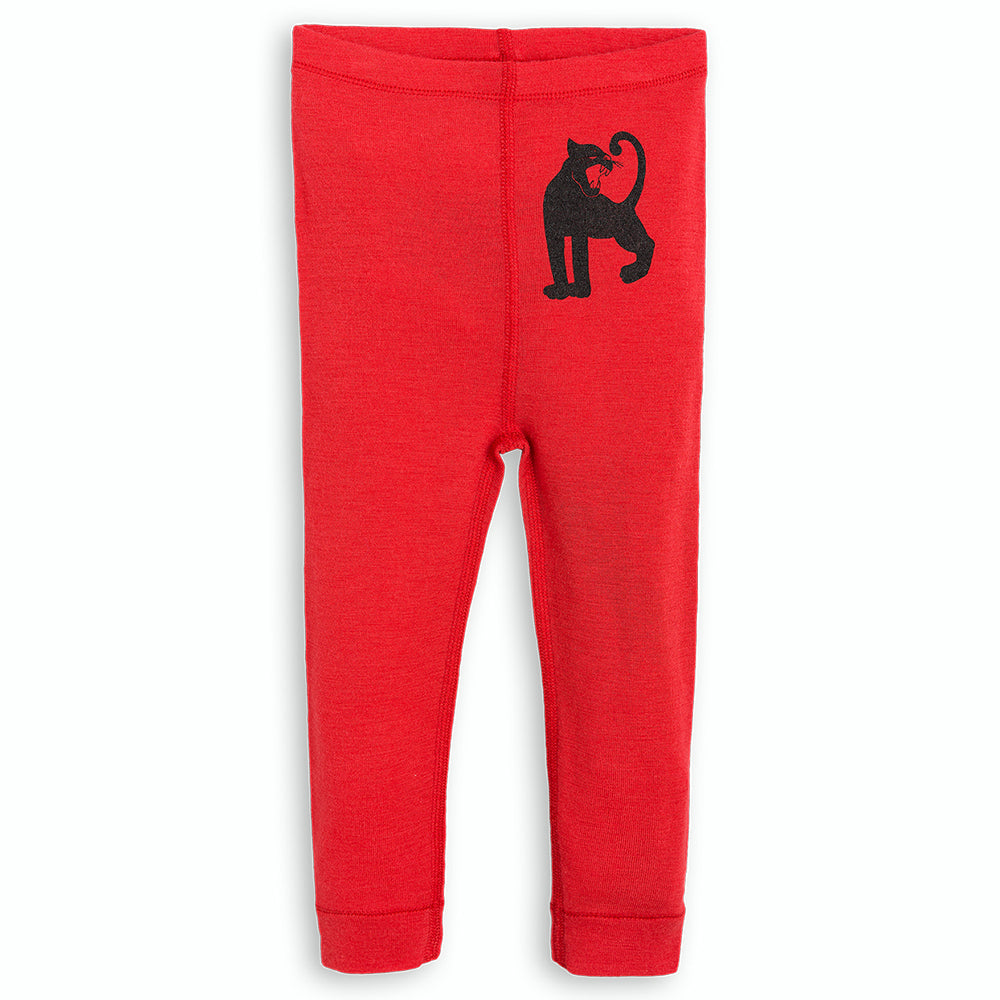 SpearmintLOVE’s baby Mini Rodini Panther Wool Leggings, Red