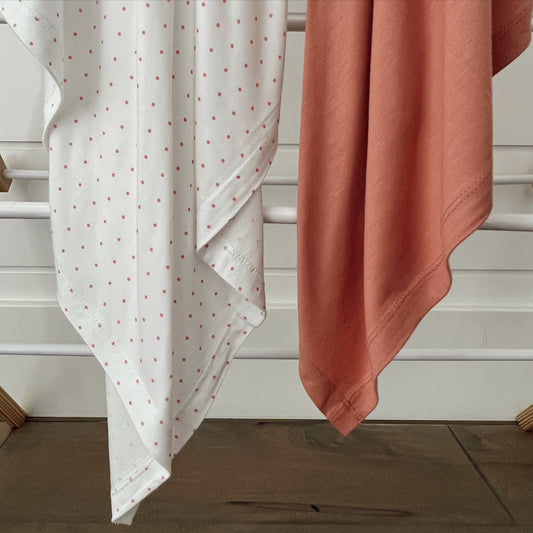 2-Pack Stretch Swaddles, Rosewood & Pink Dot