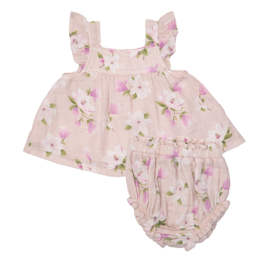 Butterfly Sleeve Pinafore Top & Bloomer, Southern Magnolias
