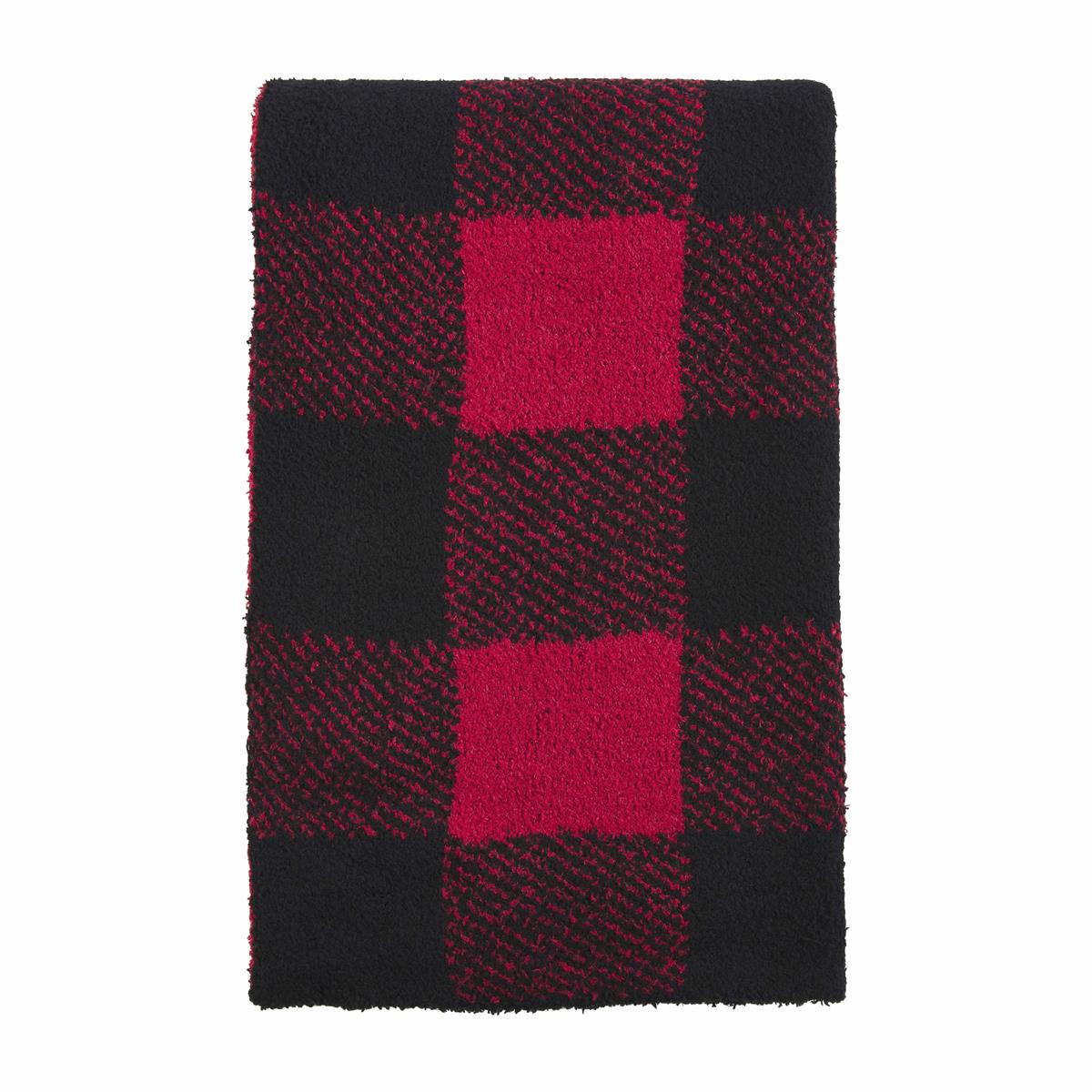 Chenille Blanket, Red/Black Buffalo Check