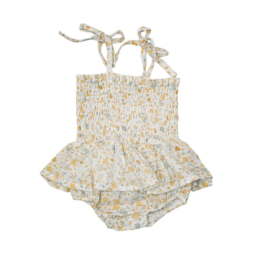 Smocked Bubble w/ Skirt, Flaxen Floral