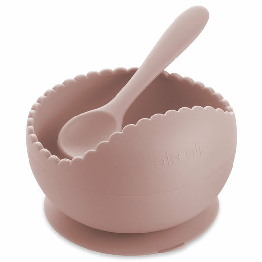 SpearmintLOVE’s baby Wavy Suction Bowl & Spoon Set, Blush