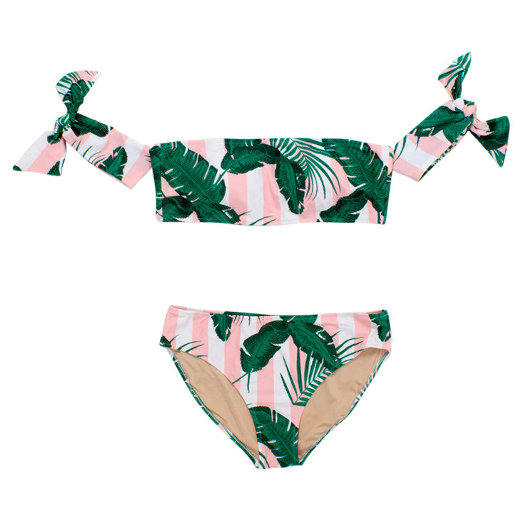 SpearmintLOVE’s baby Women's Shoulder Bikini, Pink Cabana Botanical