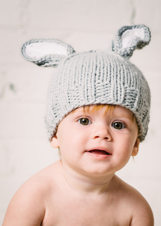 SpearmintLOVE’s baby Bunny Hat, Grey/White