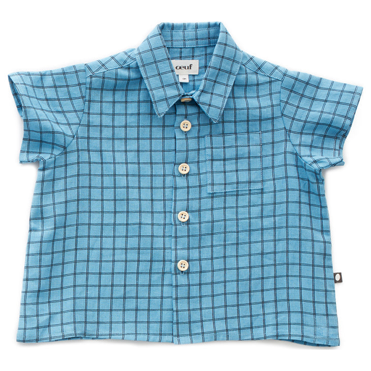 SpearmintLOVE’s baby Oeuf Button Down Shirt, Blue Check