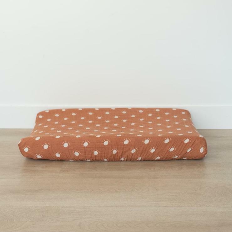 SpearmintLOVE’s baby Muslin Changing Pad Cover, Sunshine