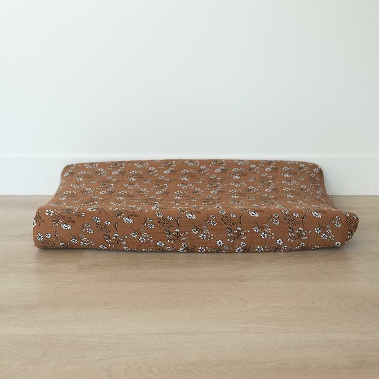 SpearmintLOVE’s baby Muslin Changing Pad Cover, Vintage Ochre Floral