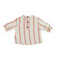 Round Collared Shirt, White & Red Stripes