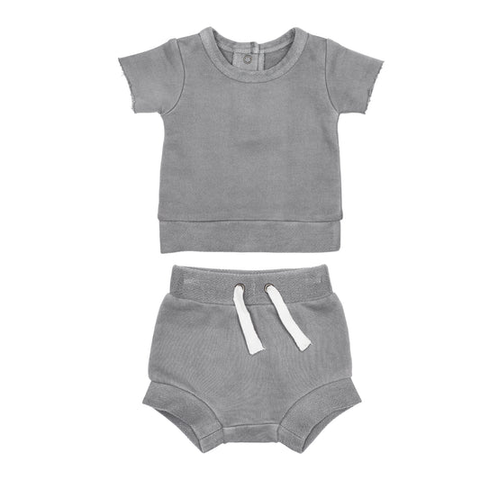 French Terry Tee & Shorties Set, Mist