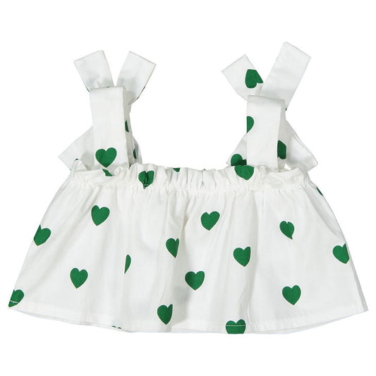 SpearmintLOVE’s baby Flutter Top, Green Hearts