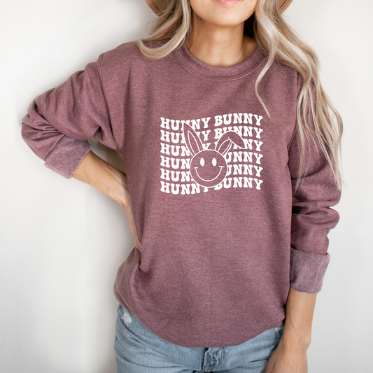 Hunny Bunny Stacked Women's Graphic Sweatshirt, Heather Maroon