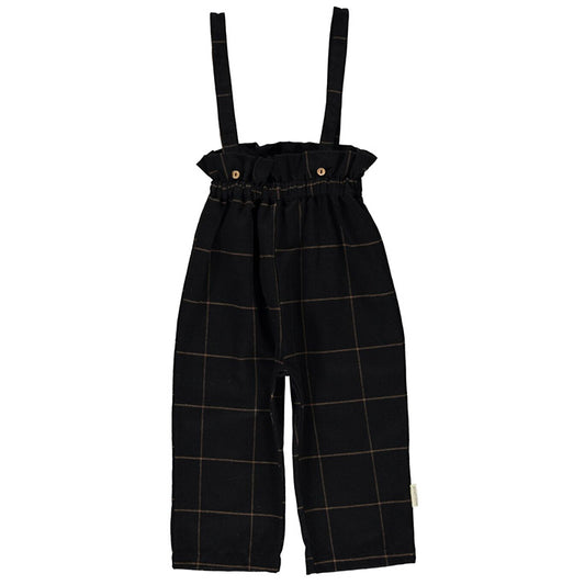 SpearmintLOVE’s baby High Waist Trousers with Straps, Black Plaid