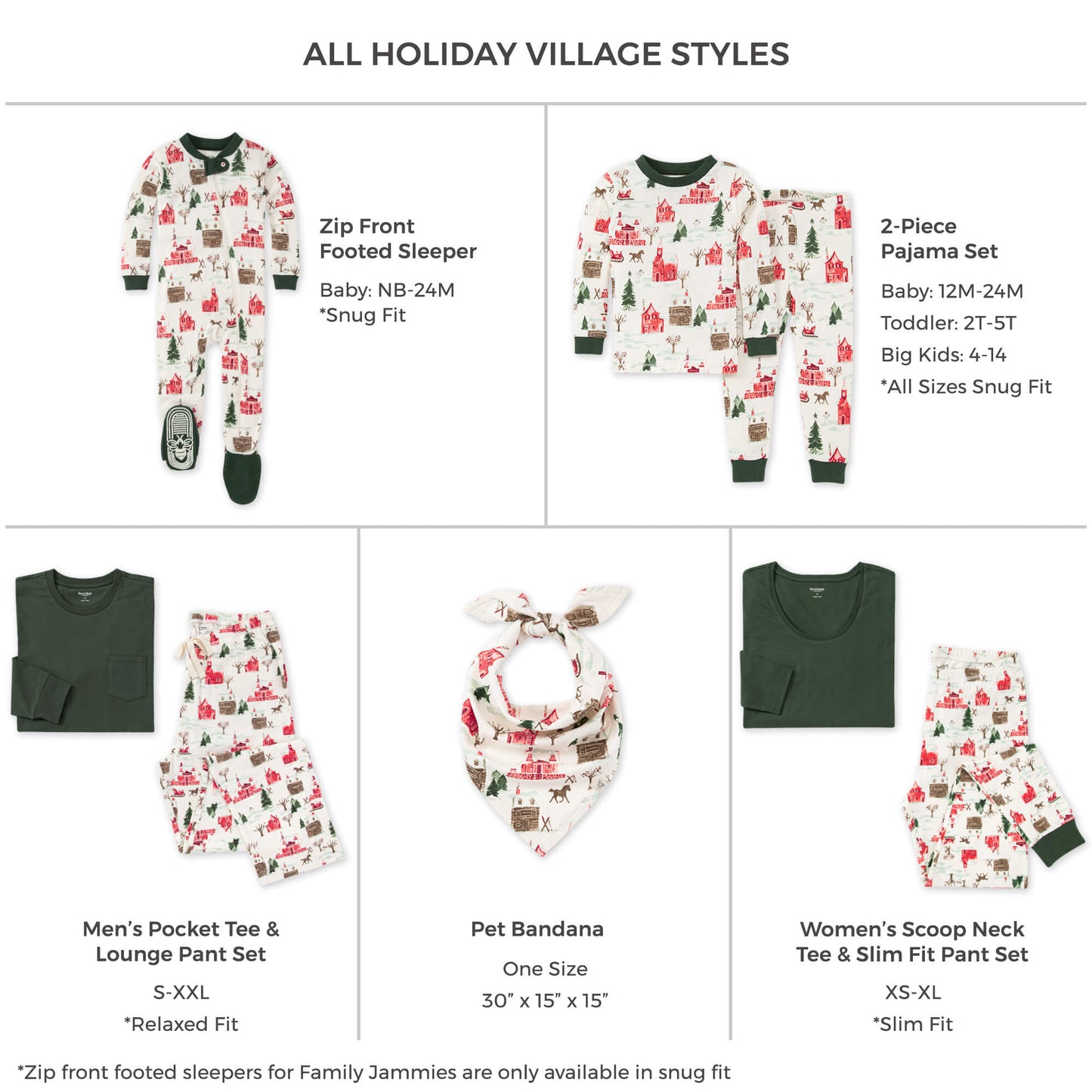Adult Women's Pajama Set, Holiday Village