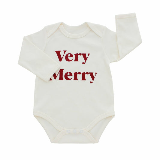 SpearmintLOVE’s baby Long Sleeve Graphic Bodysuit, Very Merry
