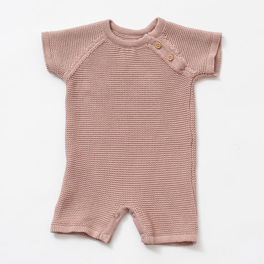 SpearmintLOVE’s baby Organic Knit Shortall, Berry