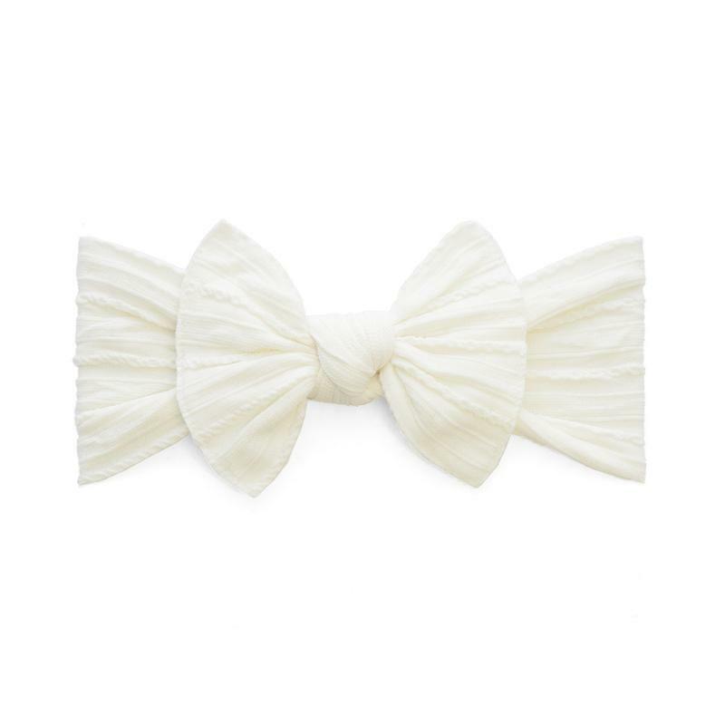 SpearmintLOVE’s baby Cable Knit Knot Bow, Ivory