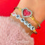 Love U More Letter Bead Bangle Bracelet, Silver