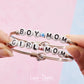 Girl Mom Letter Bead Bangle Bracelet, Silver