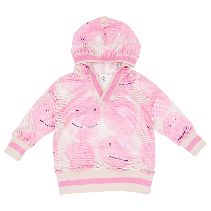 SpearmintLOVE’s baby Net Hoodie, Pink Smiley