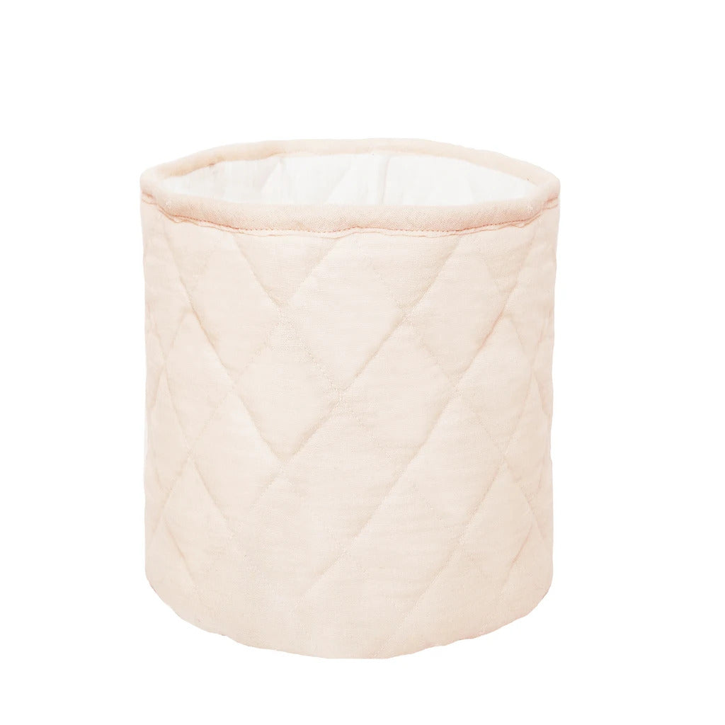 SpearmintLOVE’s baby Quilted Muslin Bin Set of 2, Blush Pink/White