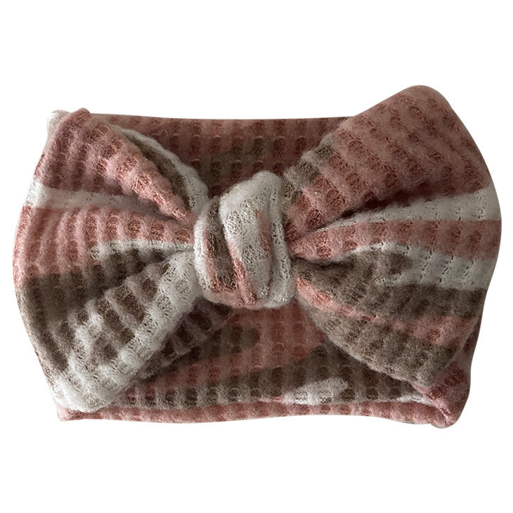 SpearmintLOVE’s baby Sweater Bow Headband, Pink Camo