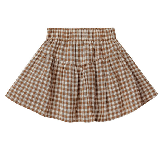 Rylee & Cru Sparrow Skirt, Camel Gingham