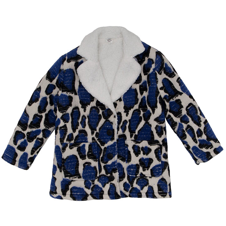 SpearmintLOVE’s baby Shearling Coat, Blue Leopard