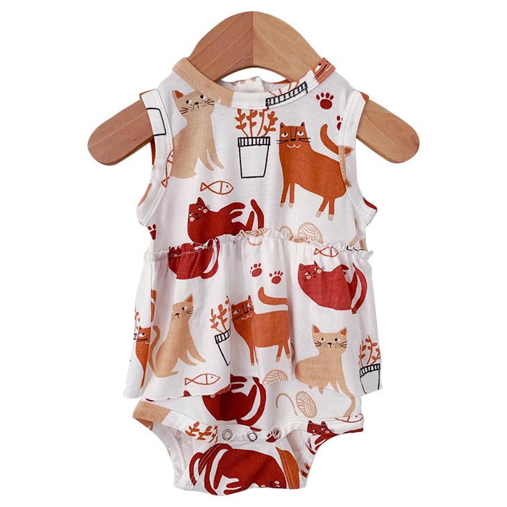 SpearmintLOVE’s baby Sleeveless Skirted Bodysuit, Cats