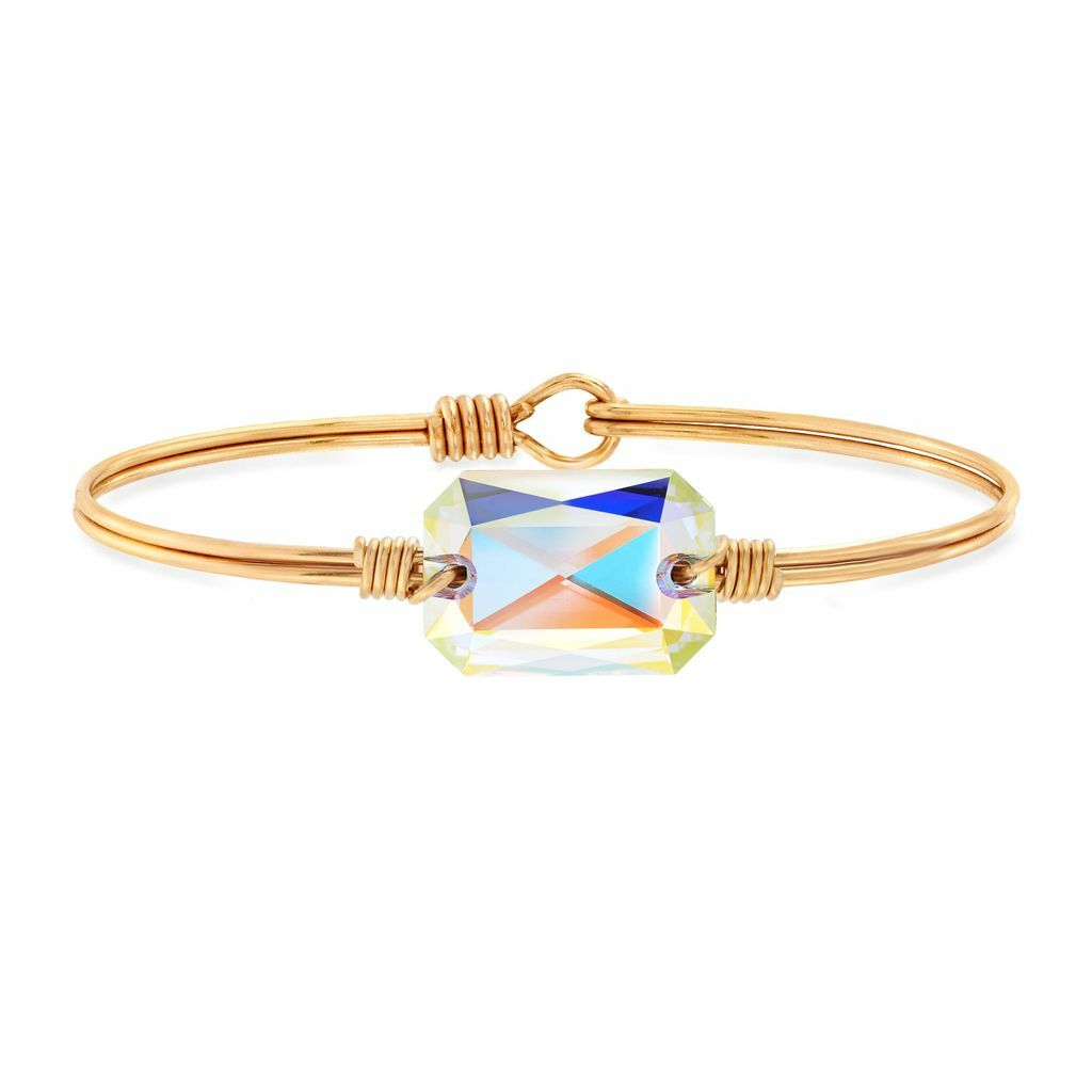 Dylan Bangle Bracelet, Aurora Borealis Brass – SpearmintLOVE