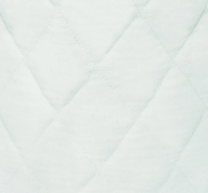 Light blue quilted fabric with a diamond pattern texture.
